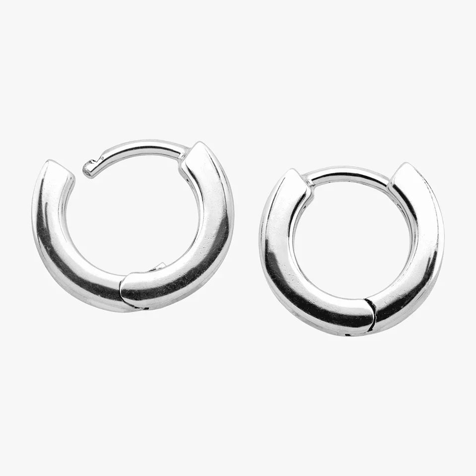 Silver Smooth Huggie Hoop Earrings