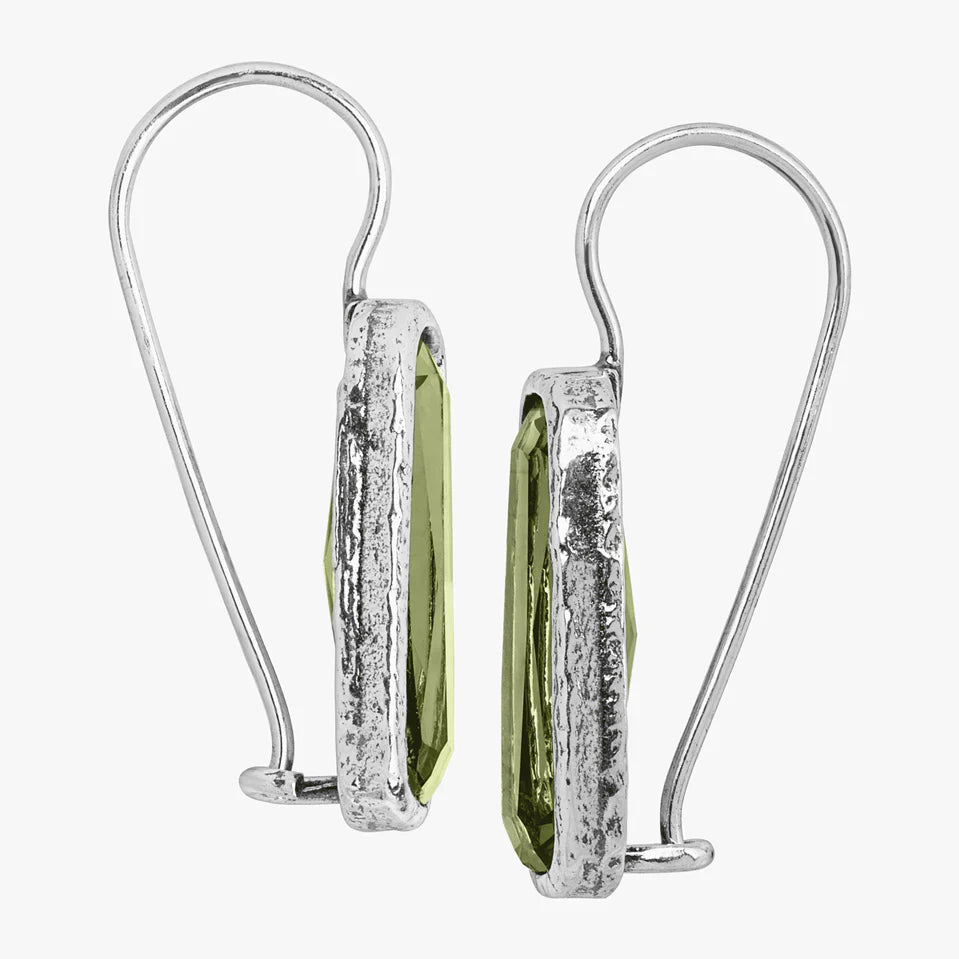 Carave Paris Olive Green Rectangular Gemstone Drop Earrings