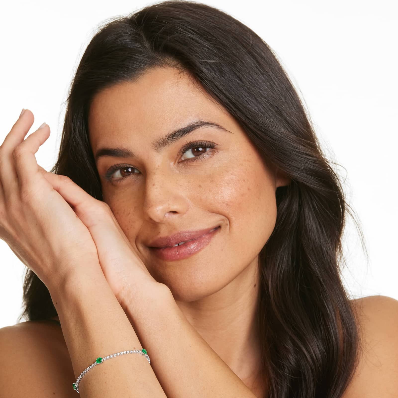 Silver Emerald Accent Tennis Bracelet