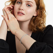 Radiant Silver Tennis Bracelet with Continuous Luminous Stone Detailing for Timeless Elegance