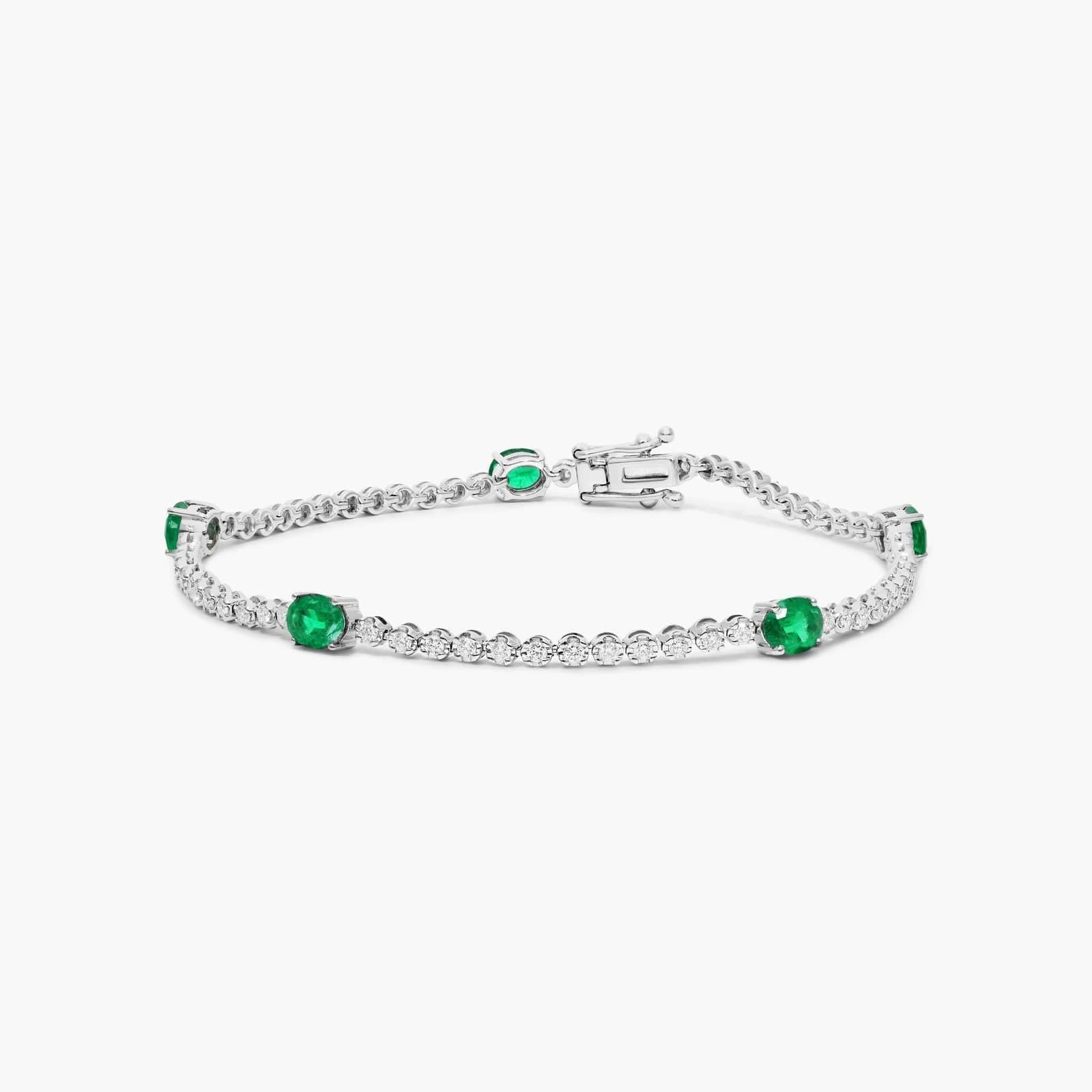 Silver Emerald Accent Tennis Bracelet