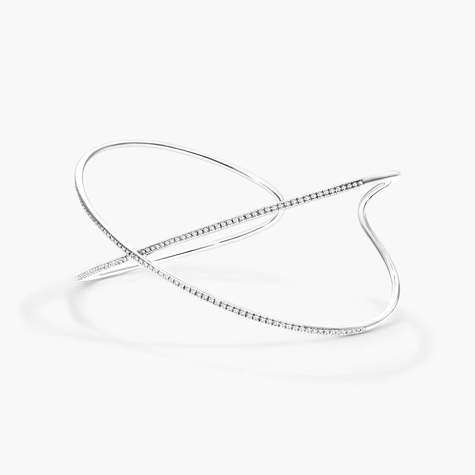 Silver Crisscross Radiant Cuff Bracelet