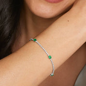 Silver Emerald Accent Tennis Bracelet