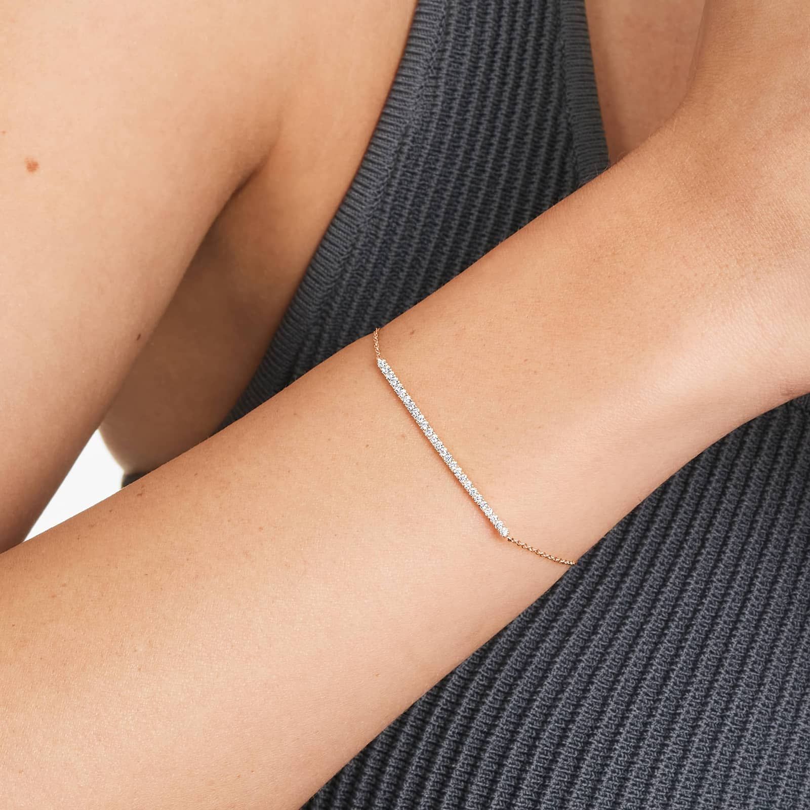 Gold Linear Sparkle Chain Bracelet