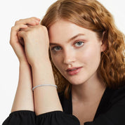 Radiant Silver Tennis Bracelet with Continuous Luminous Stone Detailing for Timeless Elegance