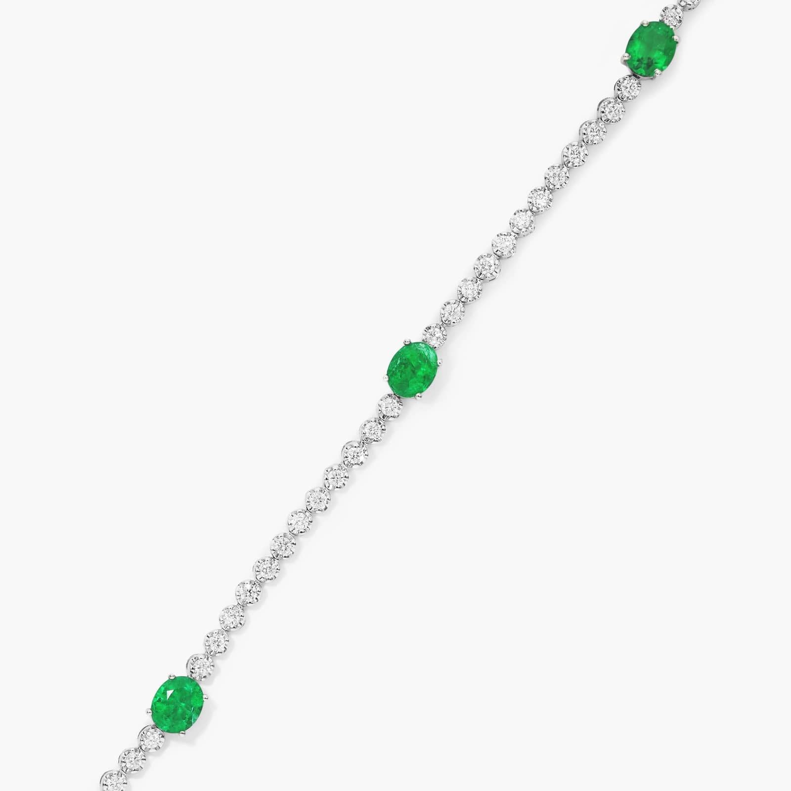 Silver Emerald Accent Tennis Bracelet