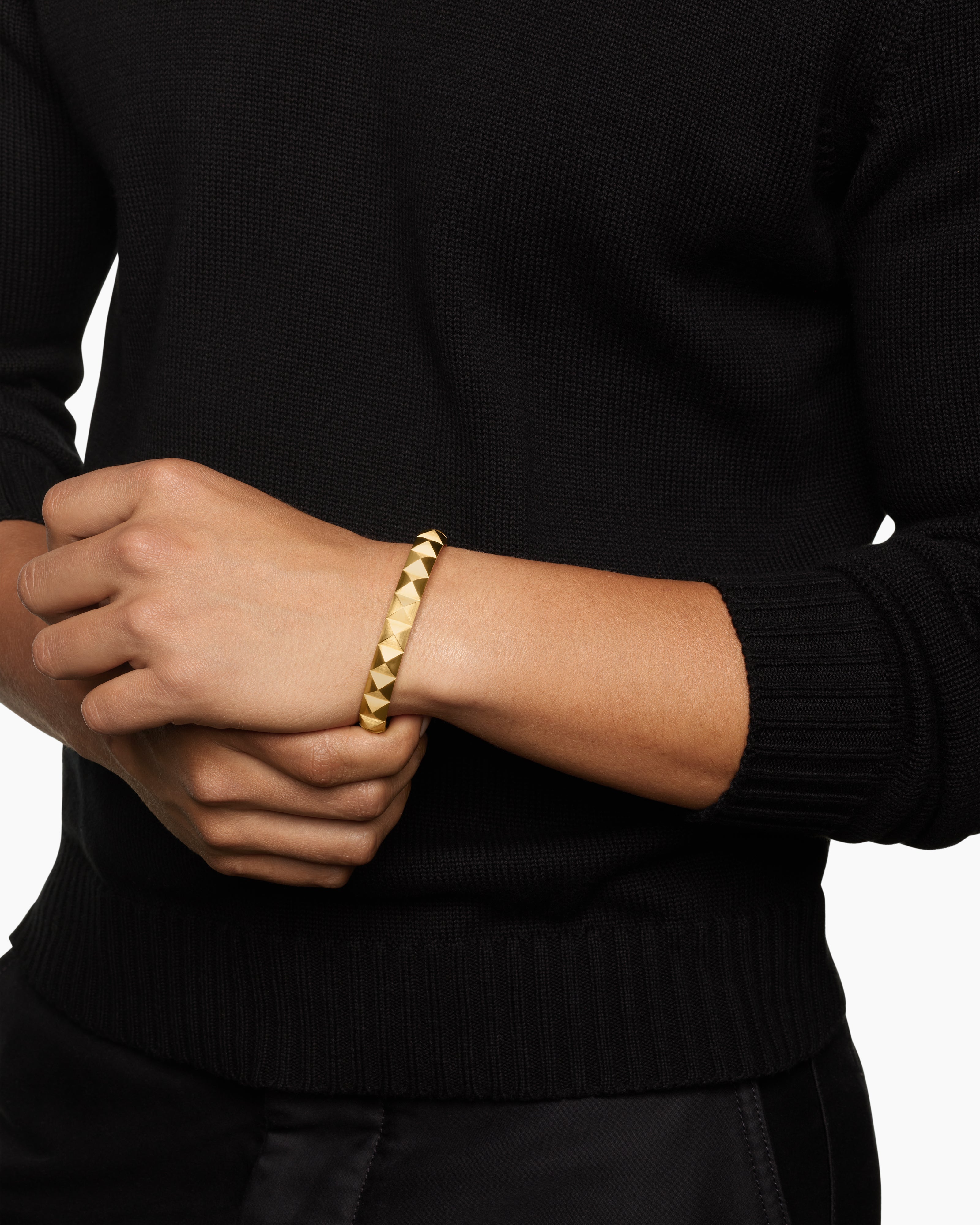 Faceted Cuff Silver Men’s Bracelet