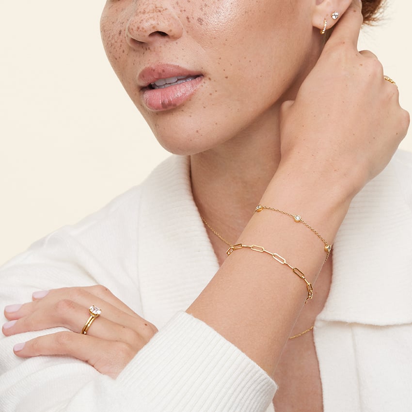 Carave Paris Layered Paperclip Diamond Chain Bracelet