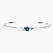 Silver Blue Gemstone Open Bracelet