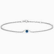 Silver Blue Solitaire Chain Bracelet
