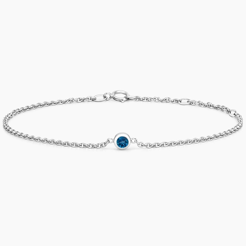 Silver Blue Solitaire Chain Bracelet