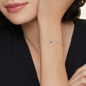 Silver Blue Solitaire Chain Bracelet