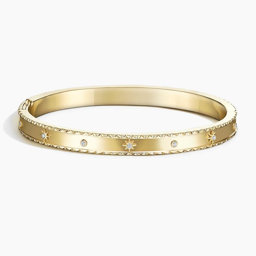 Gold Star Accent Engraved Bracelet