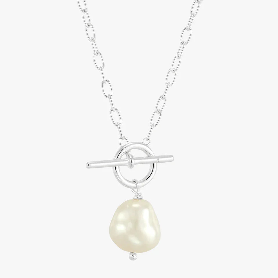 Toggle Baroque Pearl Silver Necklace