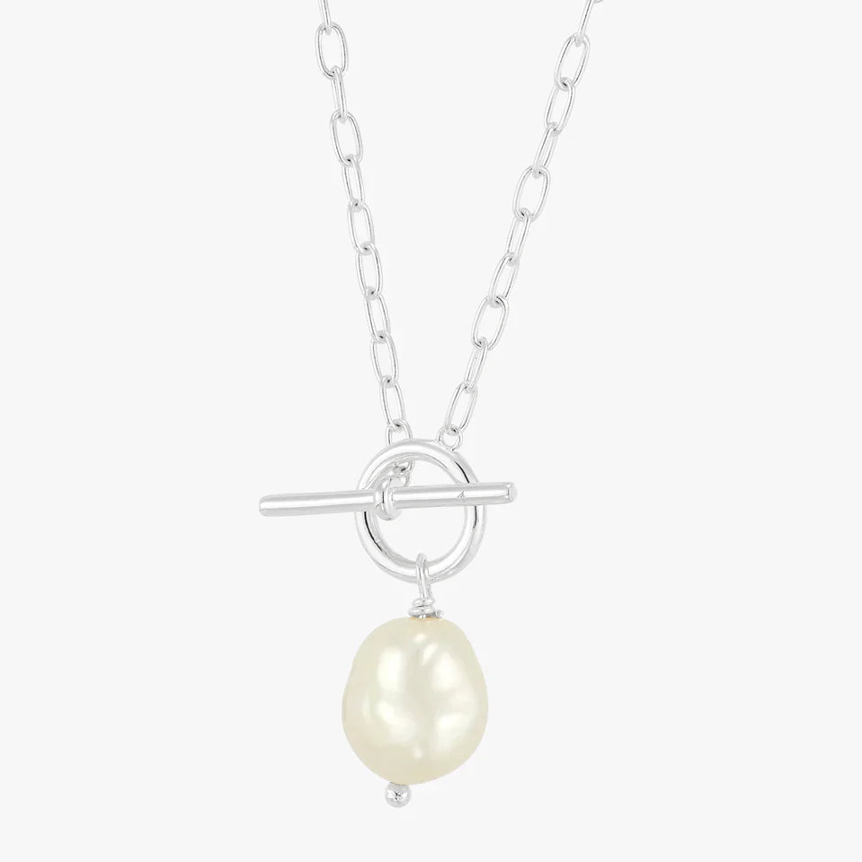Toggle Baroque Pearl Silver Necklace