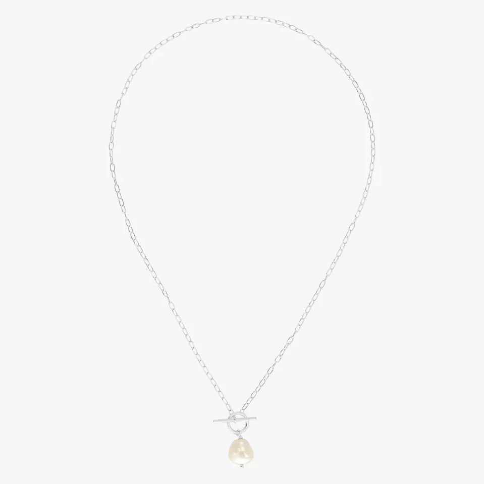 Toggle Baroque Pearl Silver Necklace