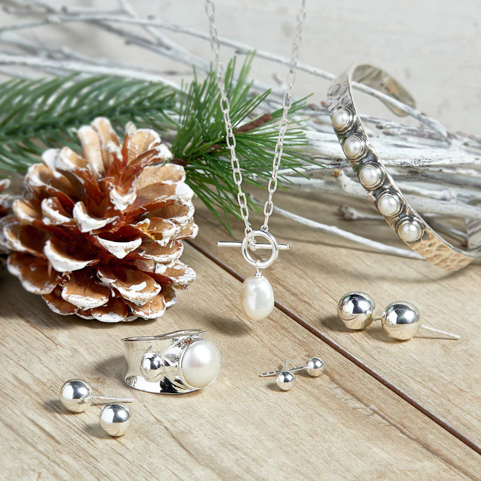 Toggle Baroque Pearl Silver Necklace
