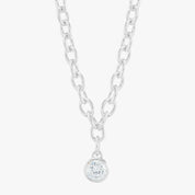 Bold Chain Stone Drop Silver Necklace