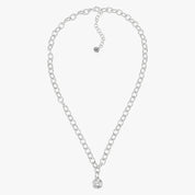 Bold Chain Stone Drop Silver Necklace