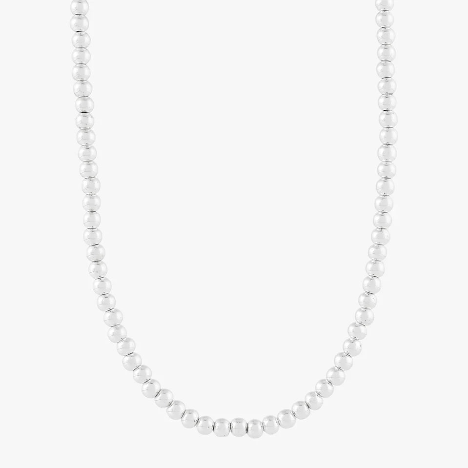 Classic Polished Bead Silver Necklace