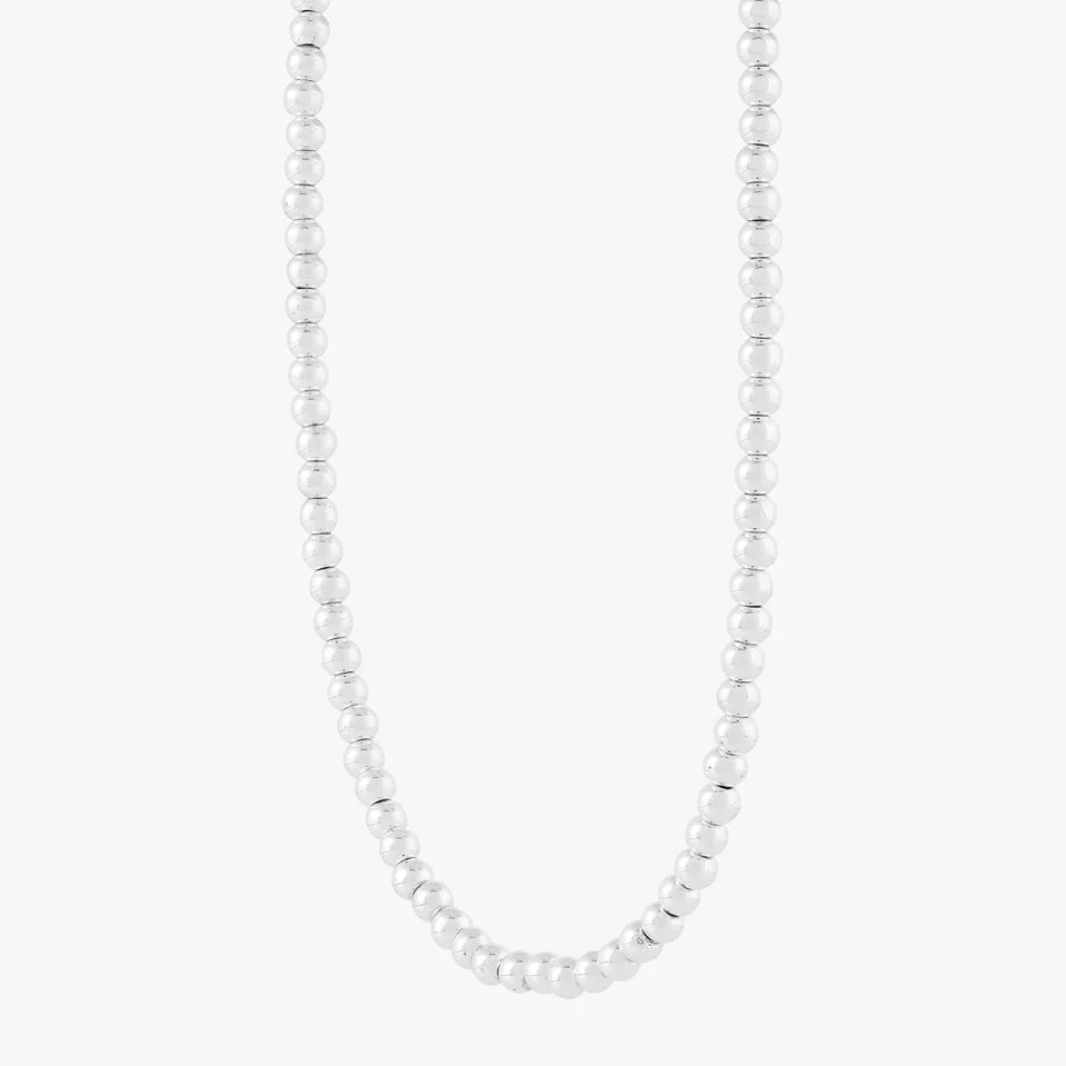 Classic Polished Bead Silver Necklace