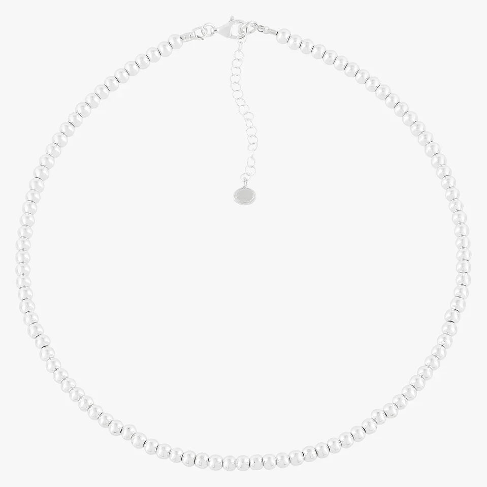Classic Polished Bead Silver Necklace