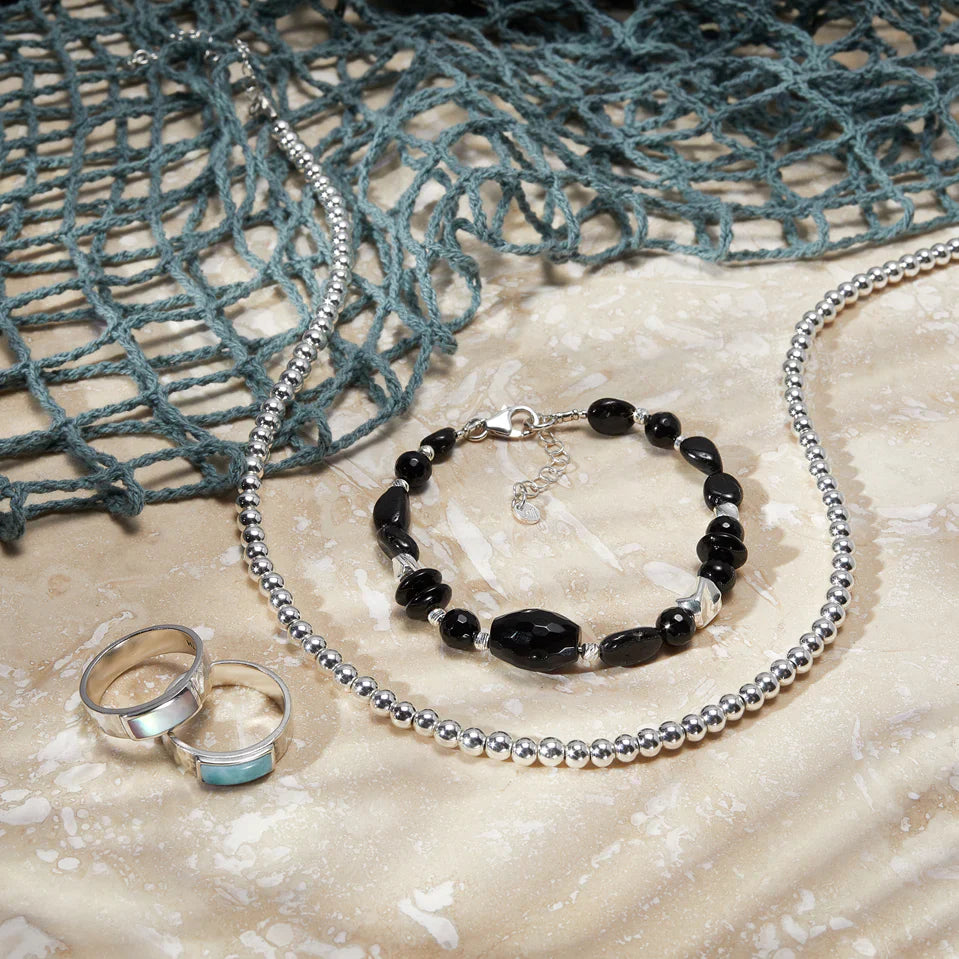 Classic Polished Bead Silver Necklace