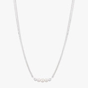 Triple Pearl Bar Silver Necklace