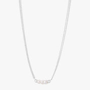 Triple Pearl Bar Silver Necklace