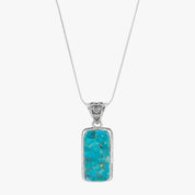 Turquoise Rectangular Pendant Silver Necklace