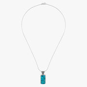 Turquoise Rectangular Pendant Silver Necklace