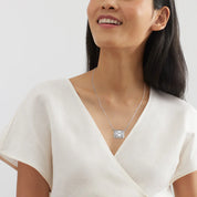 Emerald Cut Stone Framed Silver Necklace