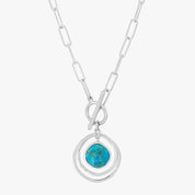 Turquoise Orbit Pendant Silver Necklace
