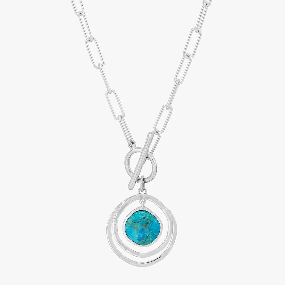 Turquoise Orbit Pendant Silver Necklace