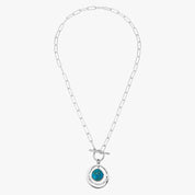 Turquoise Orbit Pendant Silver Necklace