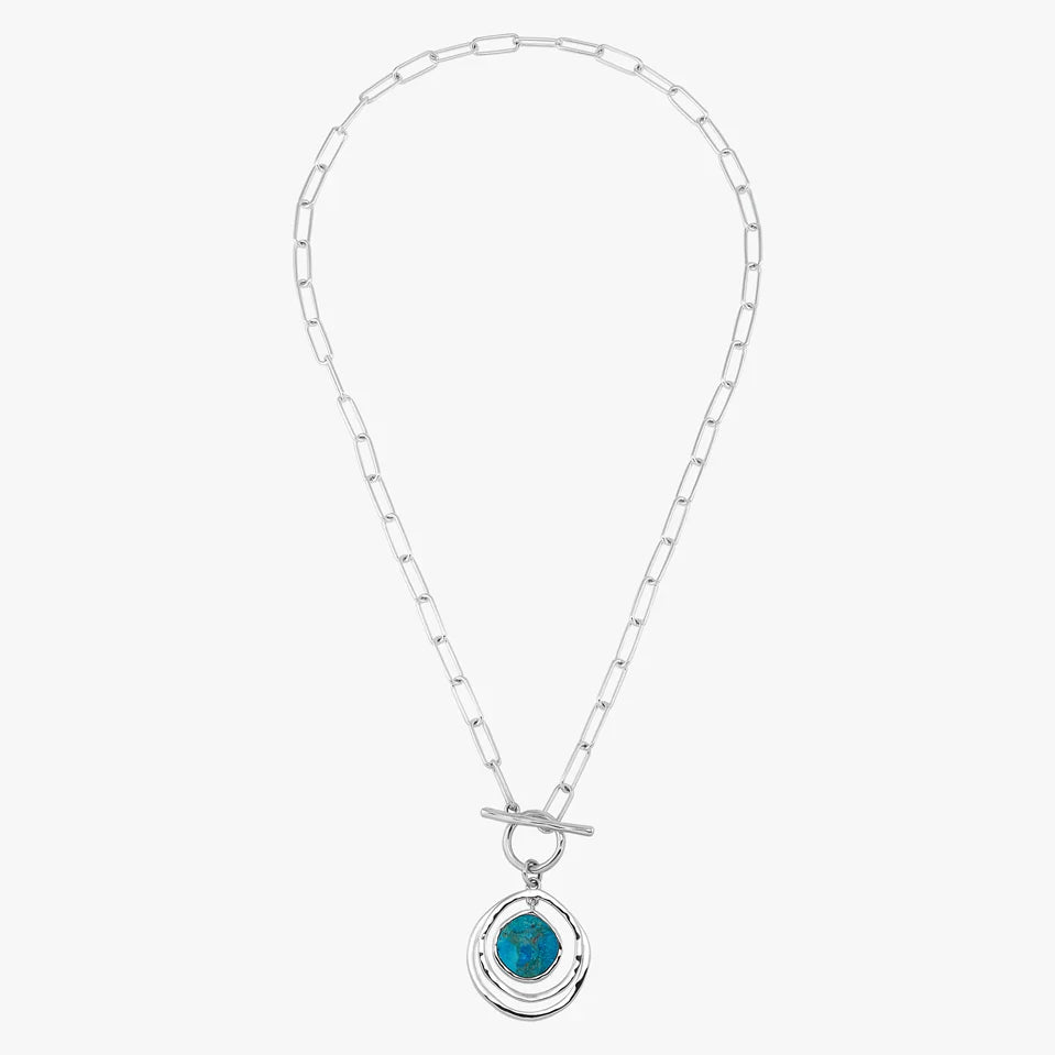 Turquoise Orbit Pendant Silver Necklace