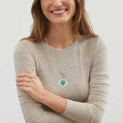 Turquoise Orbit Pendant Silver Necklace
