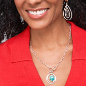 Turquoise Orbit Pendant Silver Necklace