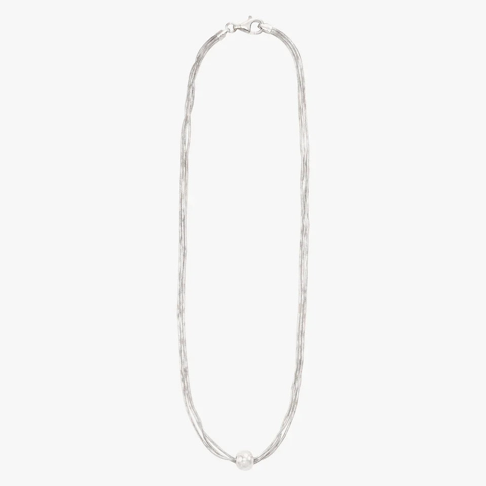 Multi-Strand Silver Bead Necklace