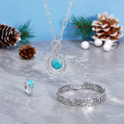 Turquoise Orbit Pendant Silver Necklace