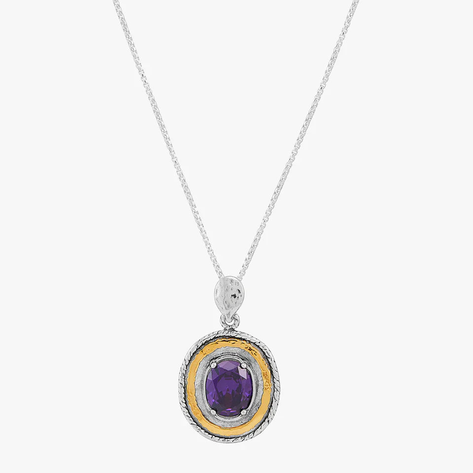 Carave Paris Amethyst Halo Pendant Necklace