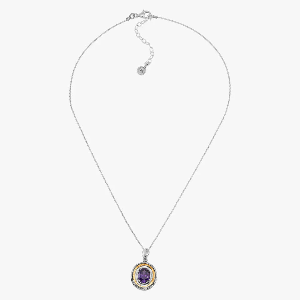 Carave Paris Amethyst Halo Pendant Necklace