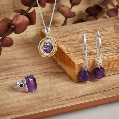 Carave Paris Amethyst Halo Pendant Necklace