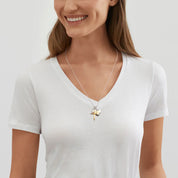 Cross and Heart Charm Silver Necklace