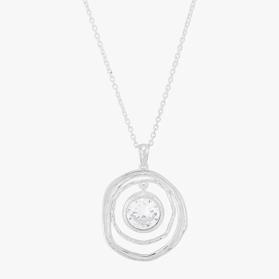 Radiant Orbit Stone Silver Necklace