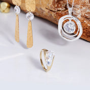 Radiant Orbit Stone Silver Necklace