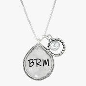 Teardrop Textured Stone Silver Necklace