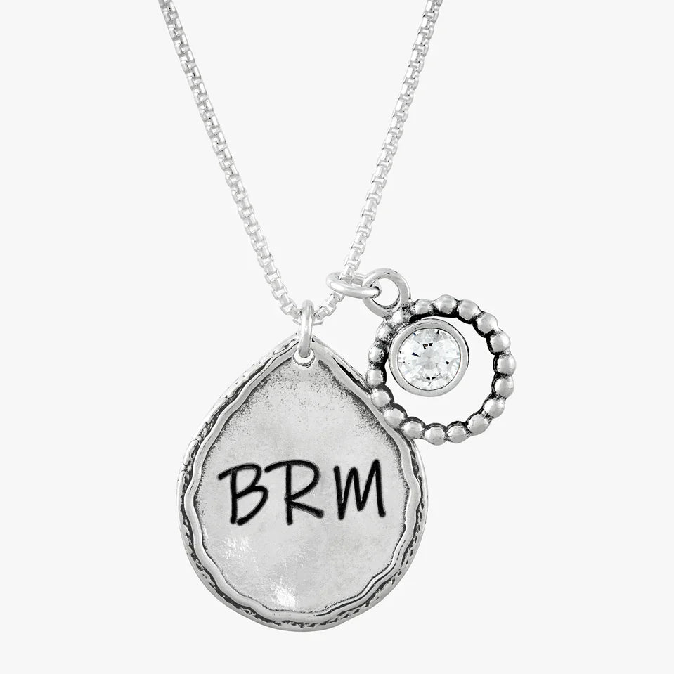 Teardrop Textured Stone Silver Necklace