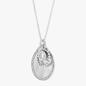 Teardrop Textured Stone Silver Necklace