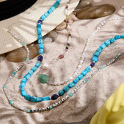 Turquoise Accent Bead Silver Necklace